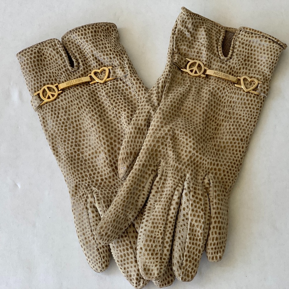 Moschino Driving Gloves - 100% Cashmere + Leather